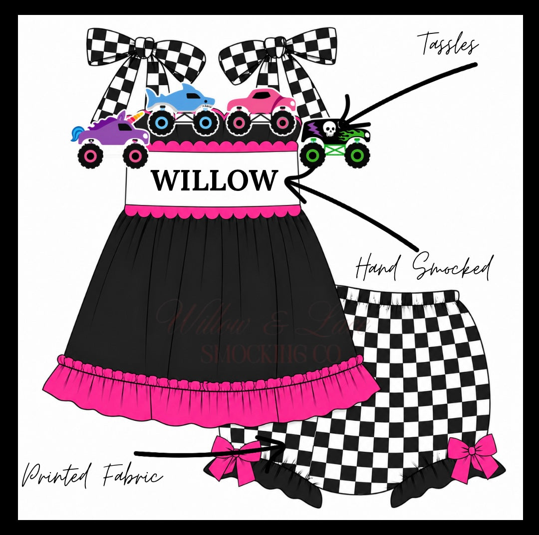 Monster Truck Tassles Bloomer Set CUSTOMIZABLE