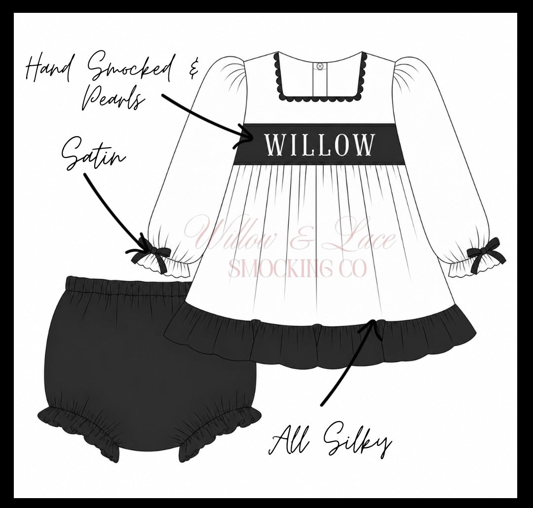Black And White Silk Bloomer Set CUSTOMIZABLE