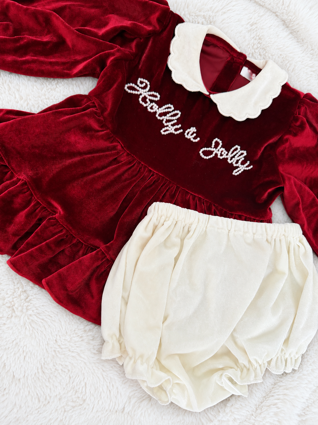 Holly & Jolly Velvet Bloomer Set