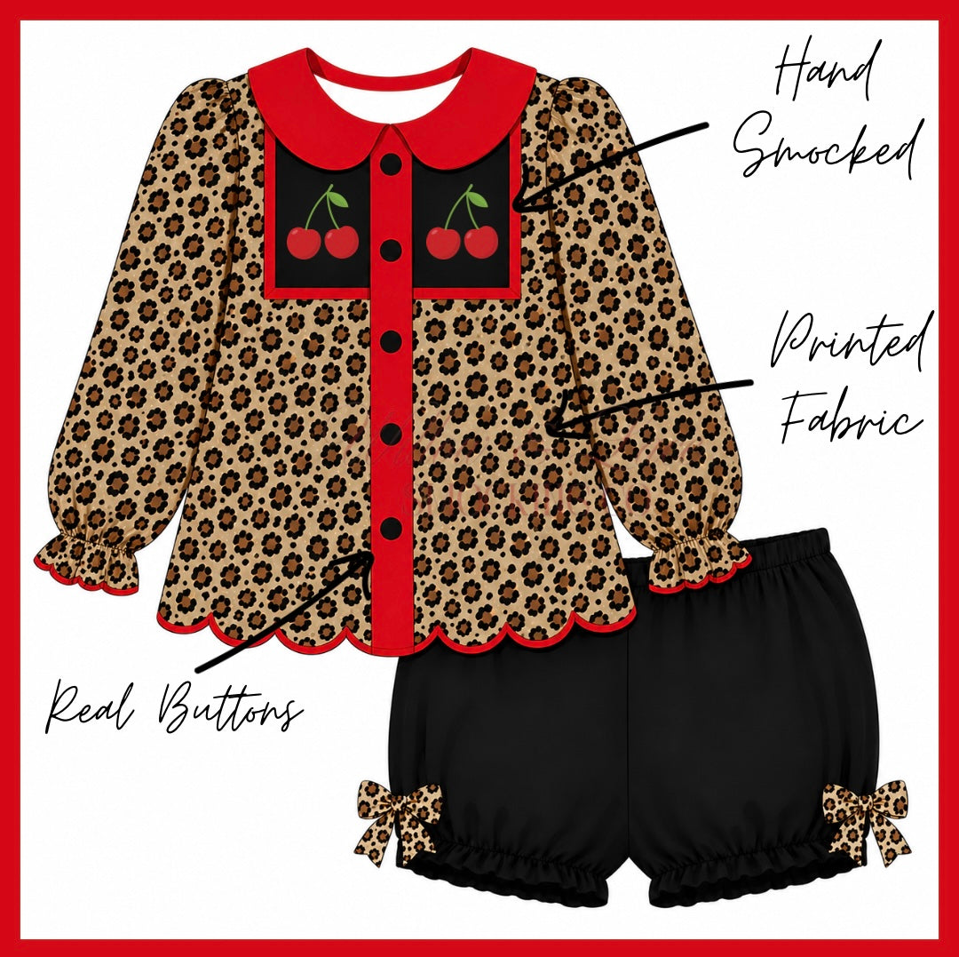 Cheetah Cherry Bloomer Set NOT CUSTOMIZABLE