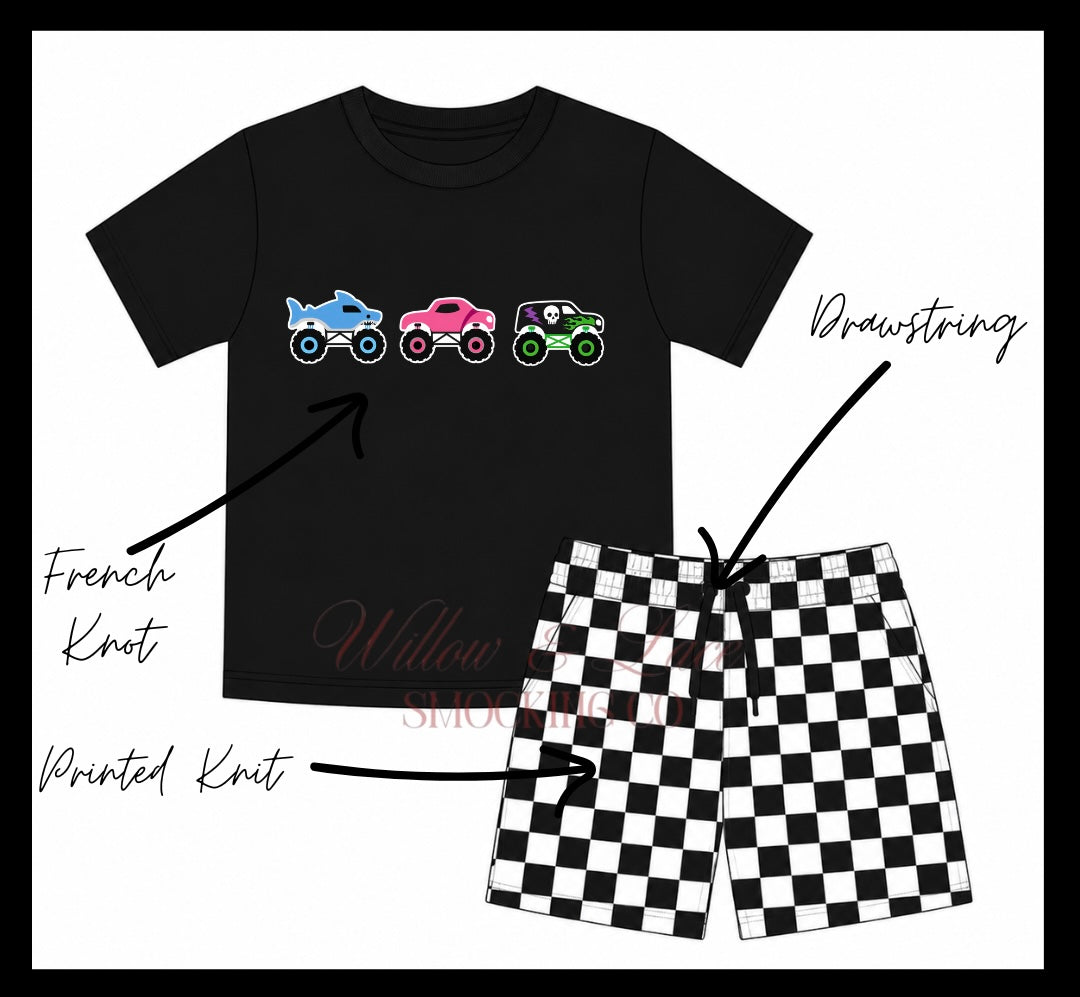 Boys Monster Truck Shorts Set NOT CUSTOMIZABLE