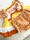 RTS Candy Corn Bloomer Set “SWEET & SPOOKY” on plate
