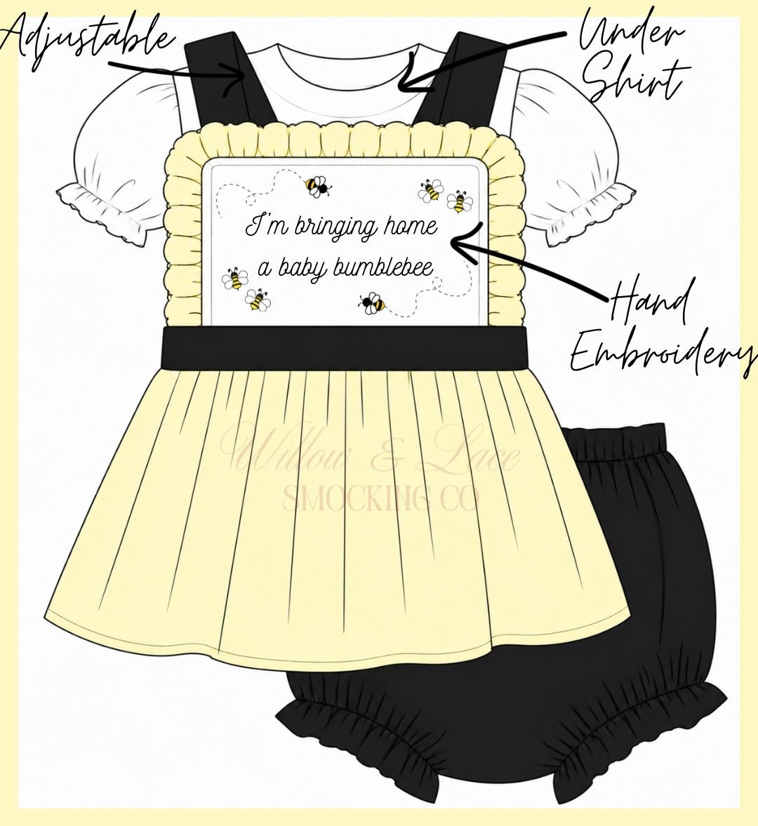 Baby Bumblebee Bloomer Set NOT CUSTOMIZABLE